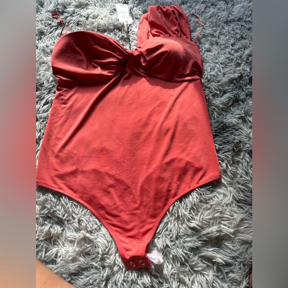 Womens Express Swim 1 piece Dark Orange Body / bathing suit size Large NWT